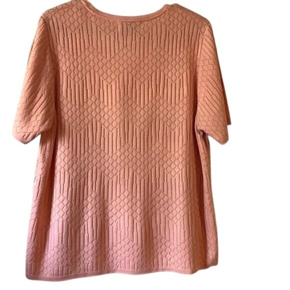 Alfred Dunner Womens Pink Textured Short-Sleeve Knit Top Size XL - Picture 4 of 7